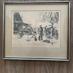 Signed Lionel Barrymore Shipyard In Ventura County CA 13” X 17” Framed & Matted